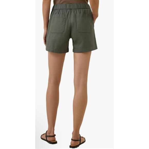 Pact Army Green Daily Twill Drawstring Elastic Waist Shorts Small Organic Cotton - Picture 3 of 8